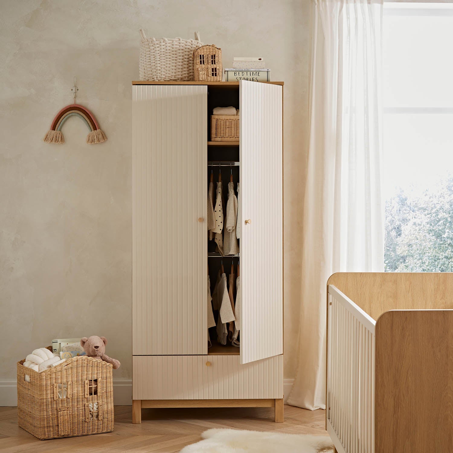 CuddleCo Remi 3 Piece Nursery Furniture Set - Oak & Cashmere