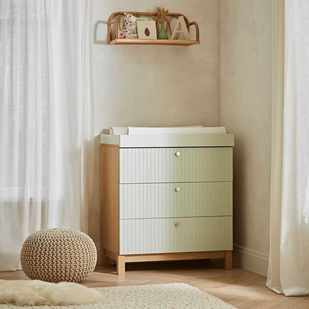 CuddleCo Remi 2 Piece Nursery Furniture Set - Oak & Green