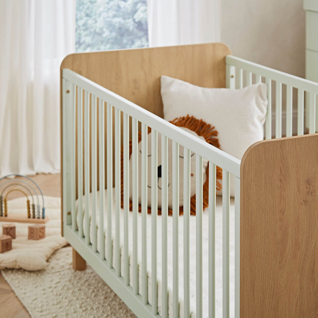 CuddleCo Remi 3 Piece Nursery Furniture Set - Oak & Green