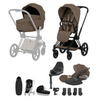Cybex PRIAM Fold Cot Ultimate Travel System Bundle - Comfort Coconut Brown & Matt Black Frame