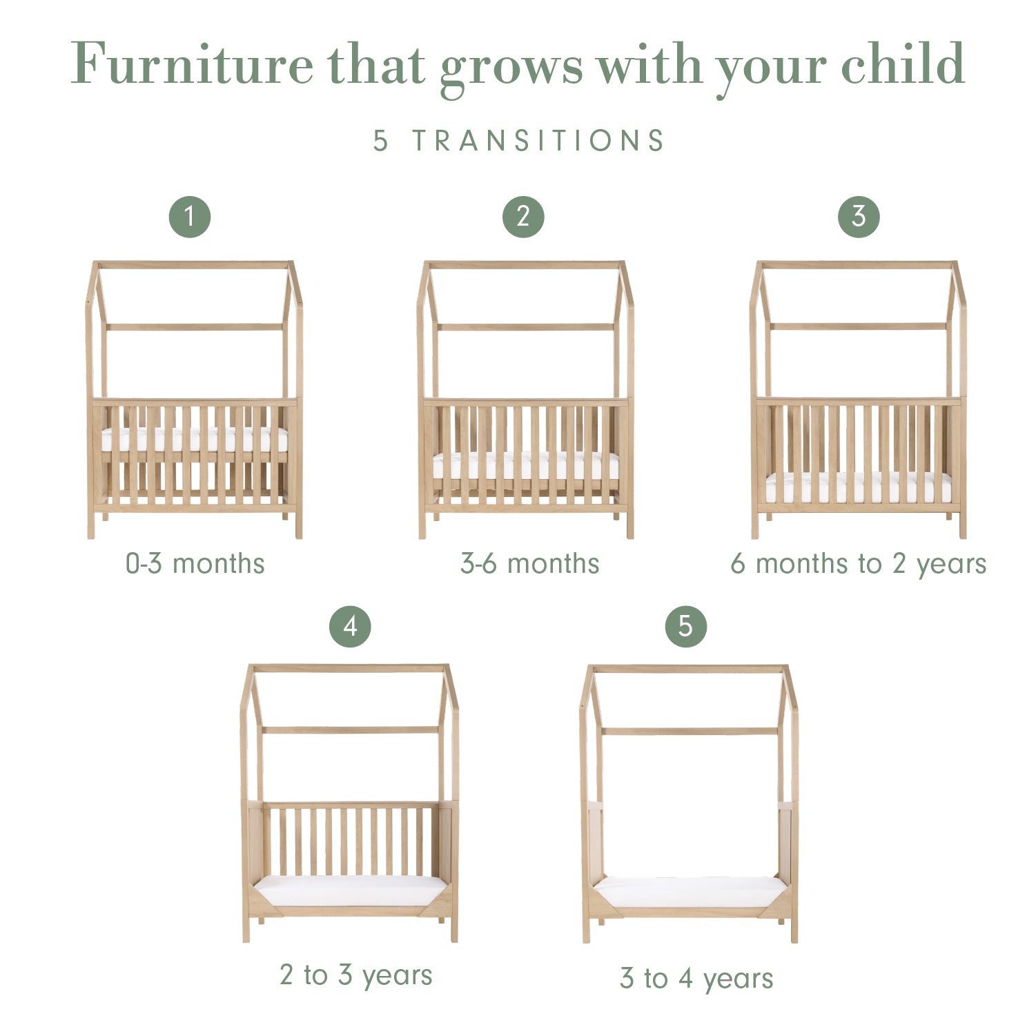 Tutti Bambini Casa 3 in 1 Cot Bed 120 x 60cm - Harvest Oak