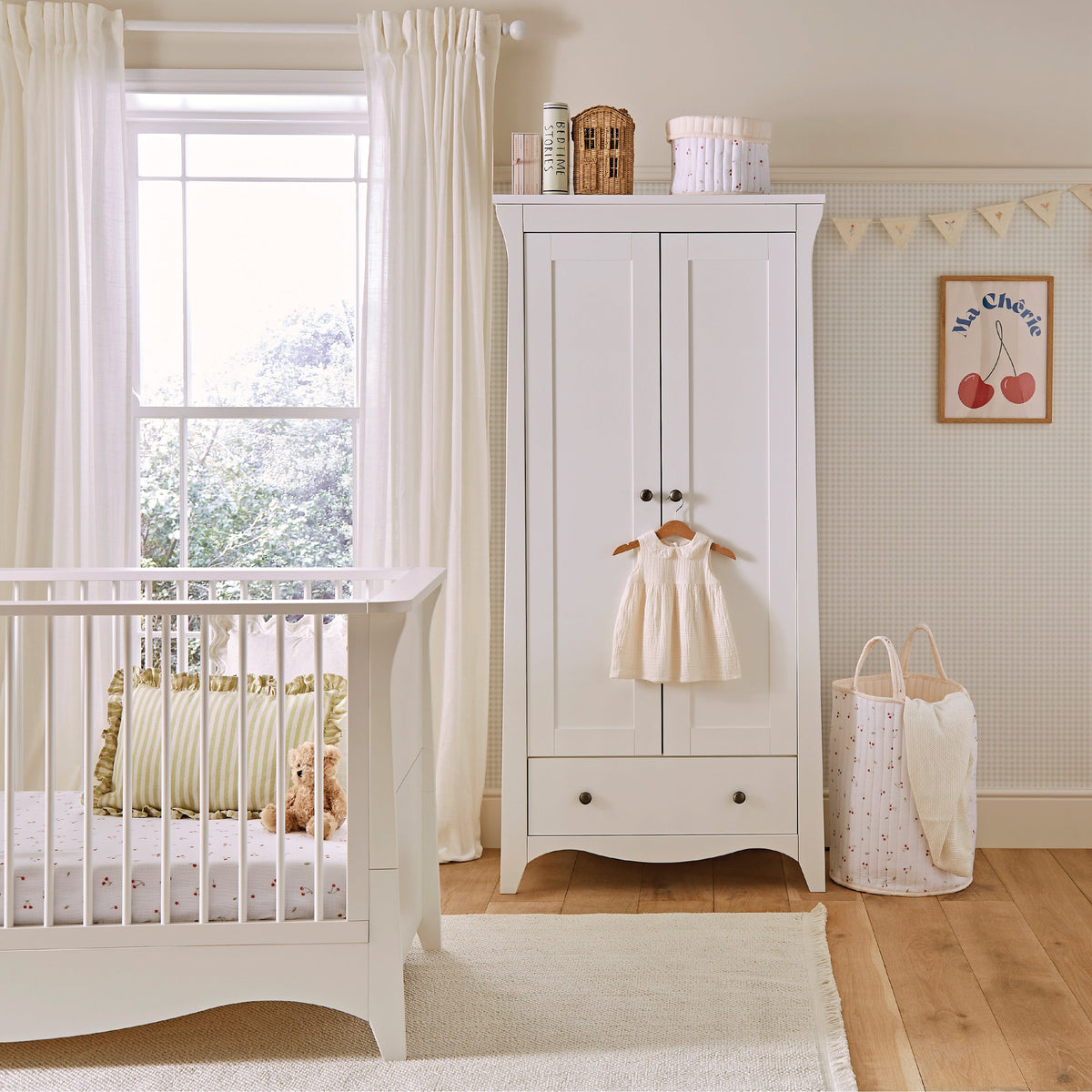 CuddleCo Clara 2 Door Double Wardrobe - White