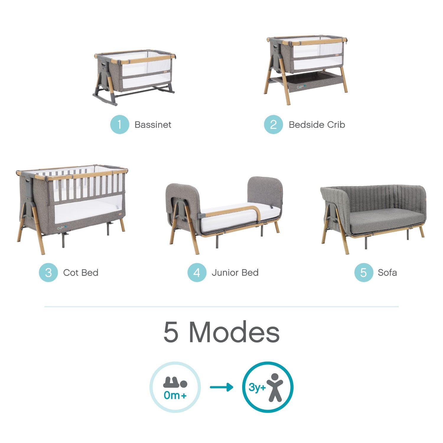 Tutti Bambini CoZee XL Junior Bed & Sofa Expansion Pack - Oak & Charcoal