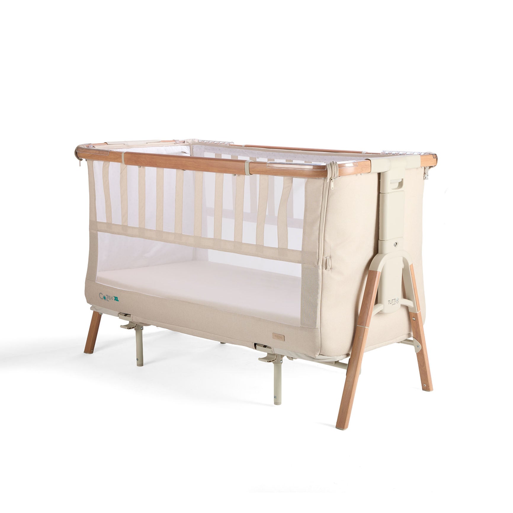 Tutti Bambini CoZee XL Bedside Crib & Cot - Scandinavian Walnut & Ecru