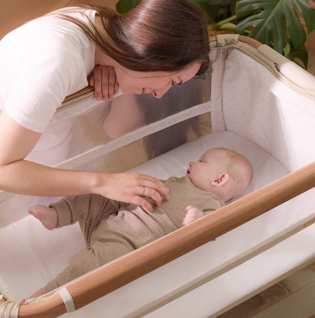 Tutti Bambini CoZee XL Bedside Crib & Cot - Scandinavian Walnut & Ecru