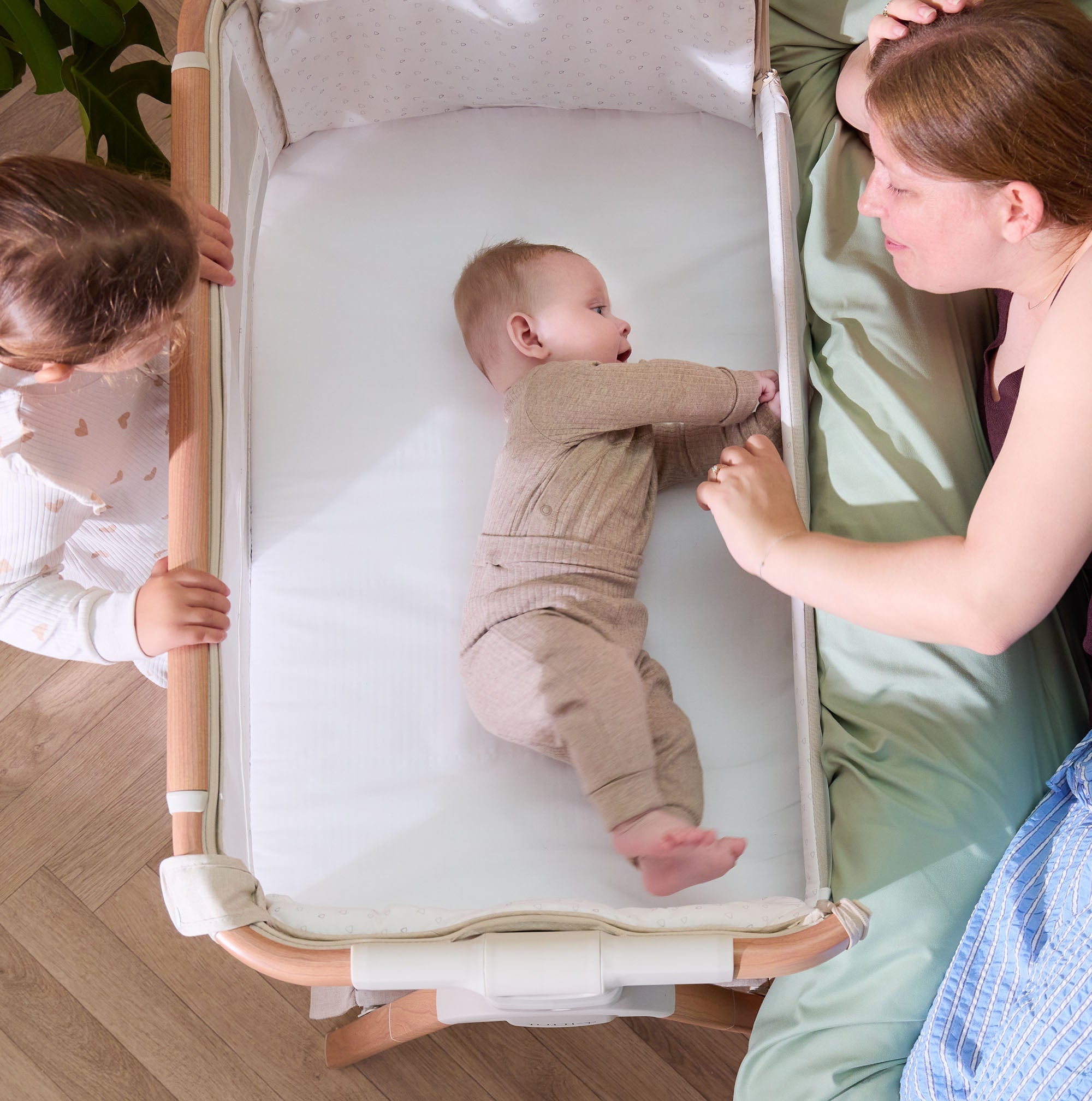 Tutti Bambini CoZee XL Bedside Crib & Cot - Scandinavian Walnut & Ecru