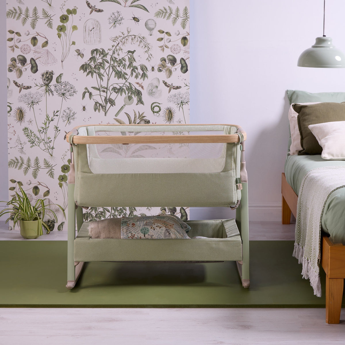 Tutti Bambini CoZee Air 2 Bedside Crib - Drifted Oak / Eucalyptus