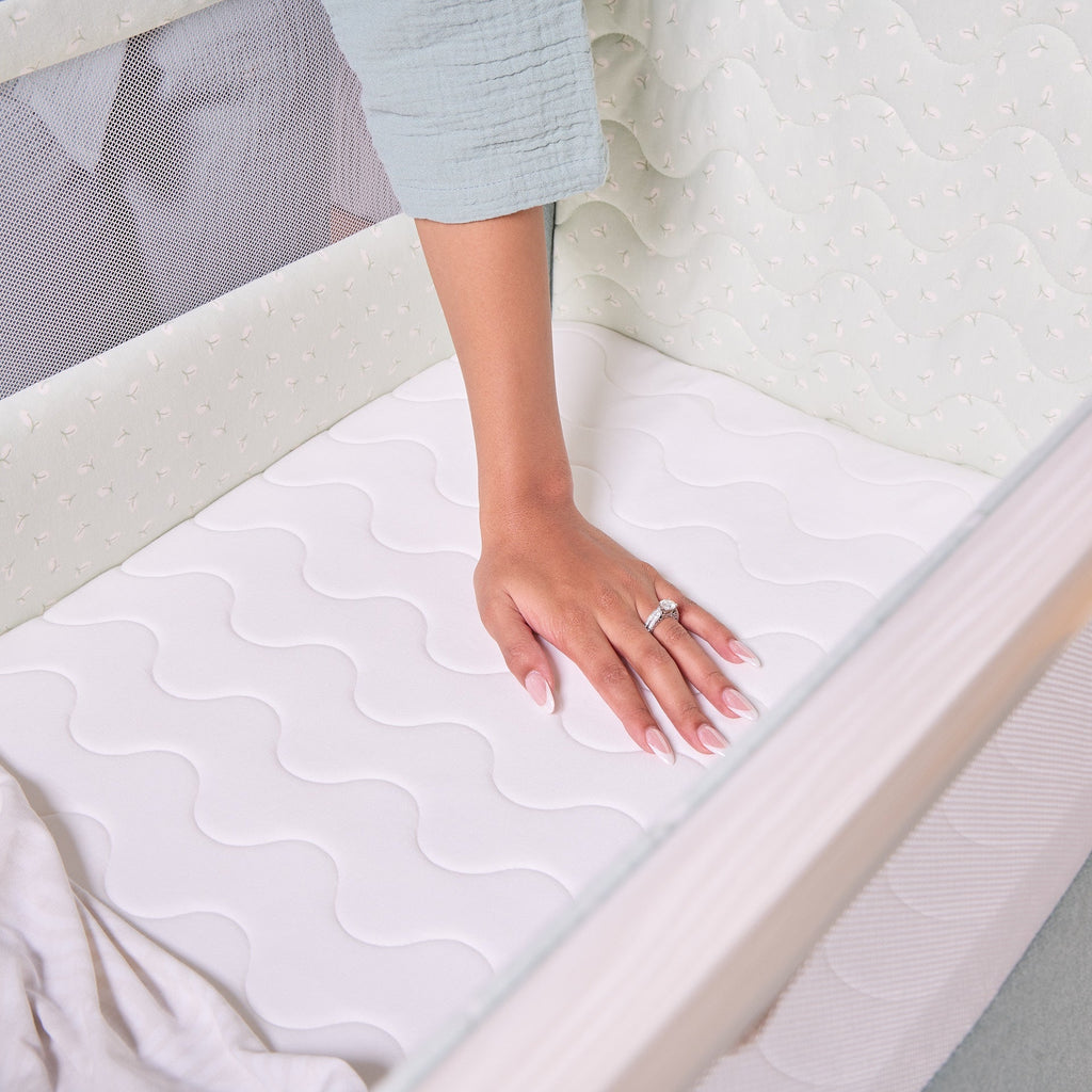 Tutti Bambini CoZee Air 2 Bedside Crib - Whitewash / Kelp
