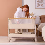 Tutti Bambini CoZee Air 2 Bedside Crib - Toasted Oak / Sand