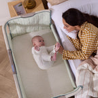 Tutti Bambini CoZee Sense Bedside Crib - Whitewash / Kelp