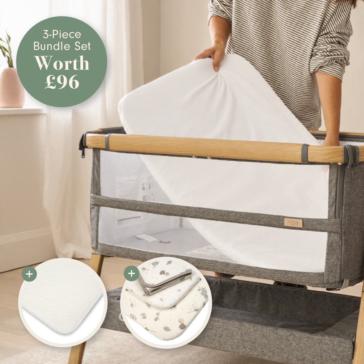 Tutti Bambini CoZee Supreme Mattress & Bedding Bundle - Cocoon