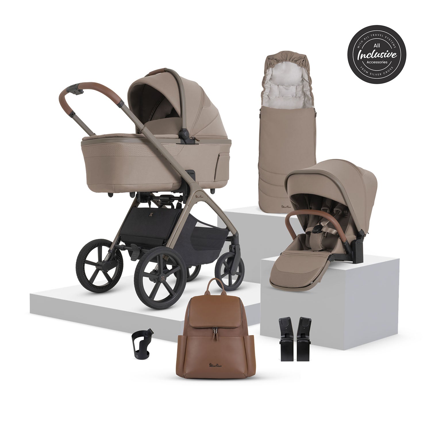 Silver Cross Cove 2 Ultimate Maxi-Cosi Pebble 360 Pro2 Car Seat Bundle - Champagne