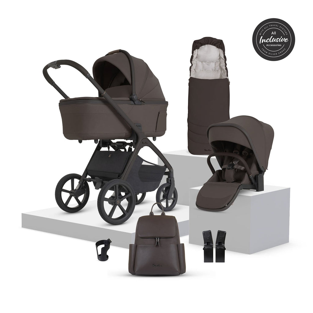 Silver Cross Cove 2 Ultimate Cybex Cloud T Car Seat Bundle - Chocolate