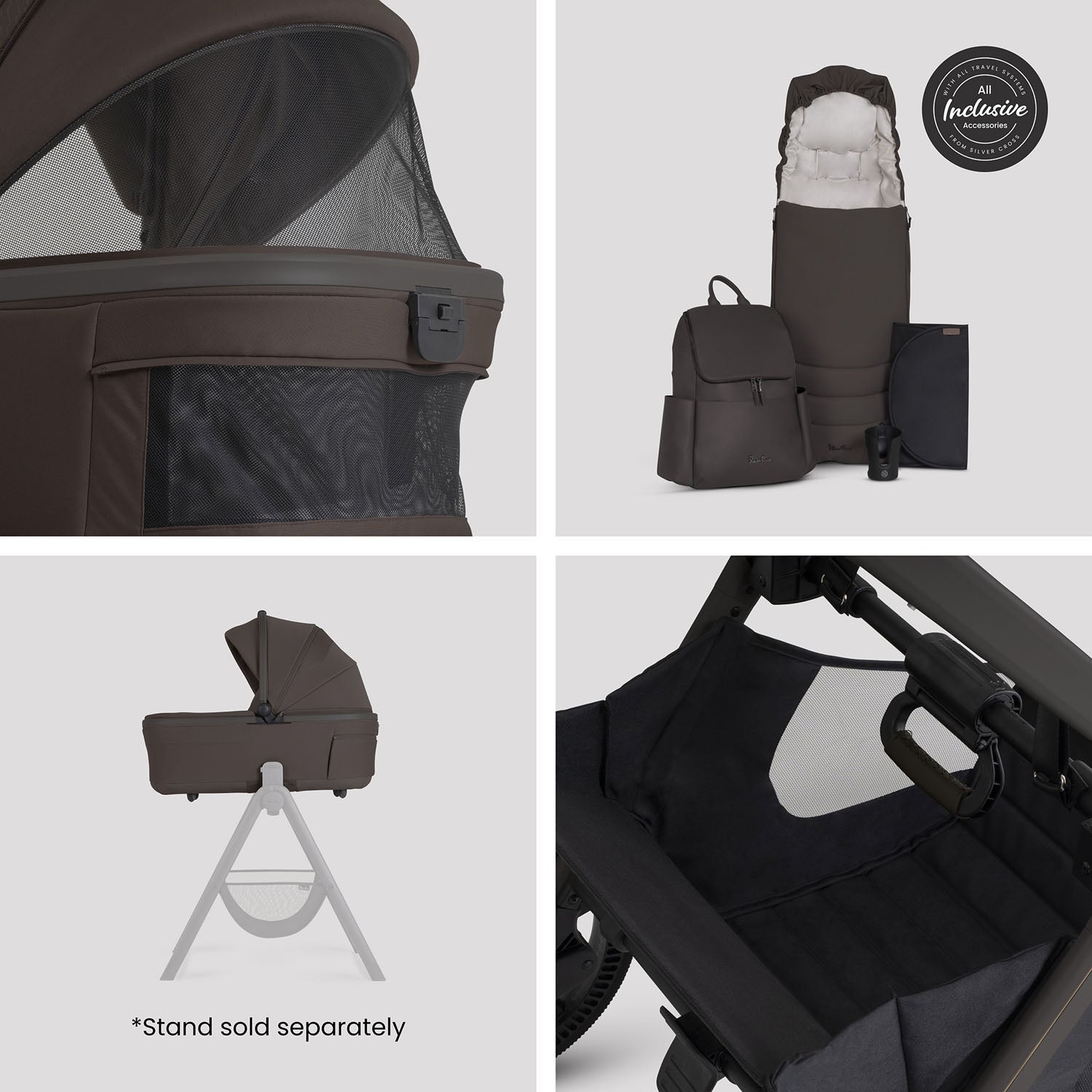 Silver Cross Cove 2 Ultimate Cybex Cloud T Car Seat Bundle - Chocolate