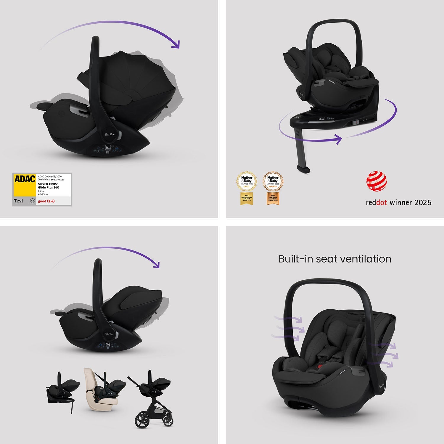 Silver Cross Cove 2 Ultimate 360 Car Seat Bundle - Onyx