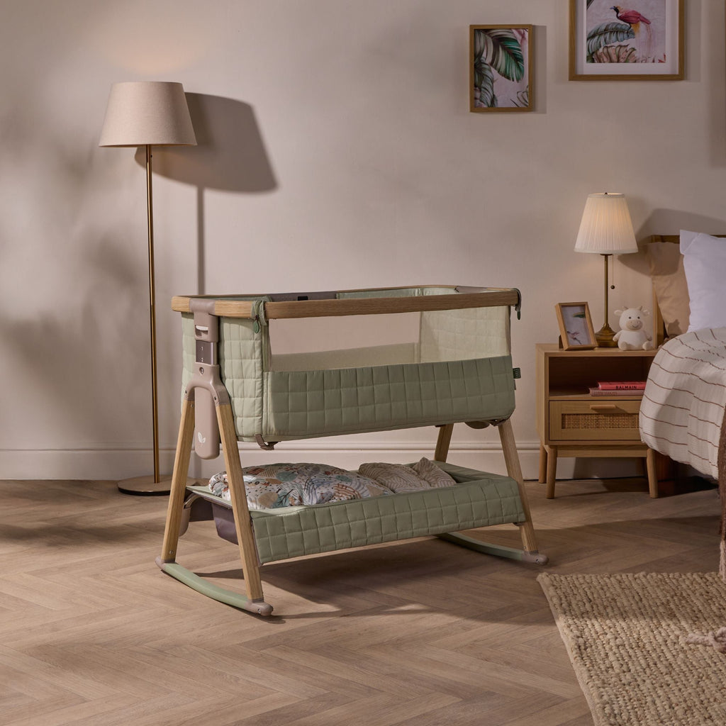 Tutti Bambini CoZee Sense Bedside Crib - Drifted Oak / Eucalyptus