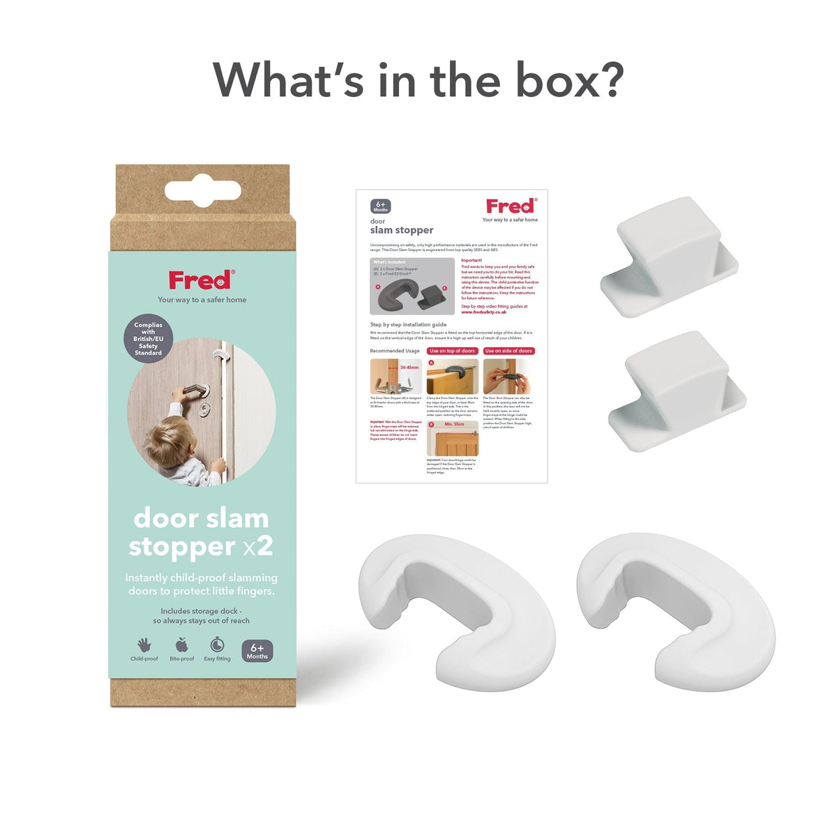 Fred Safety Door Slam Stopper (x2) - Pure White