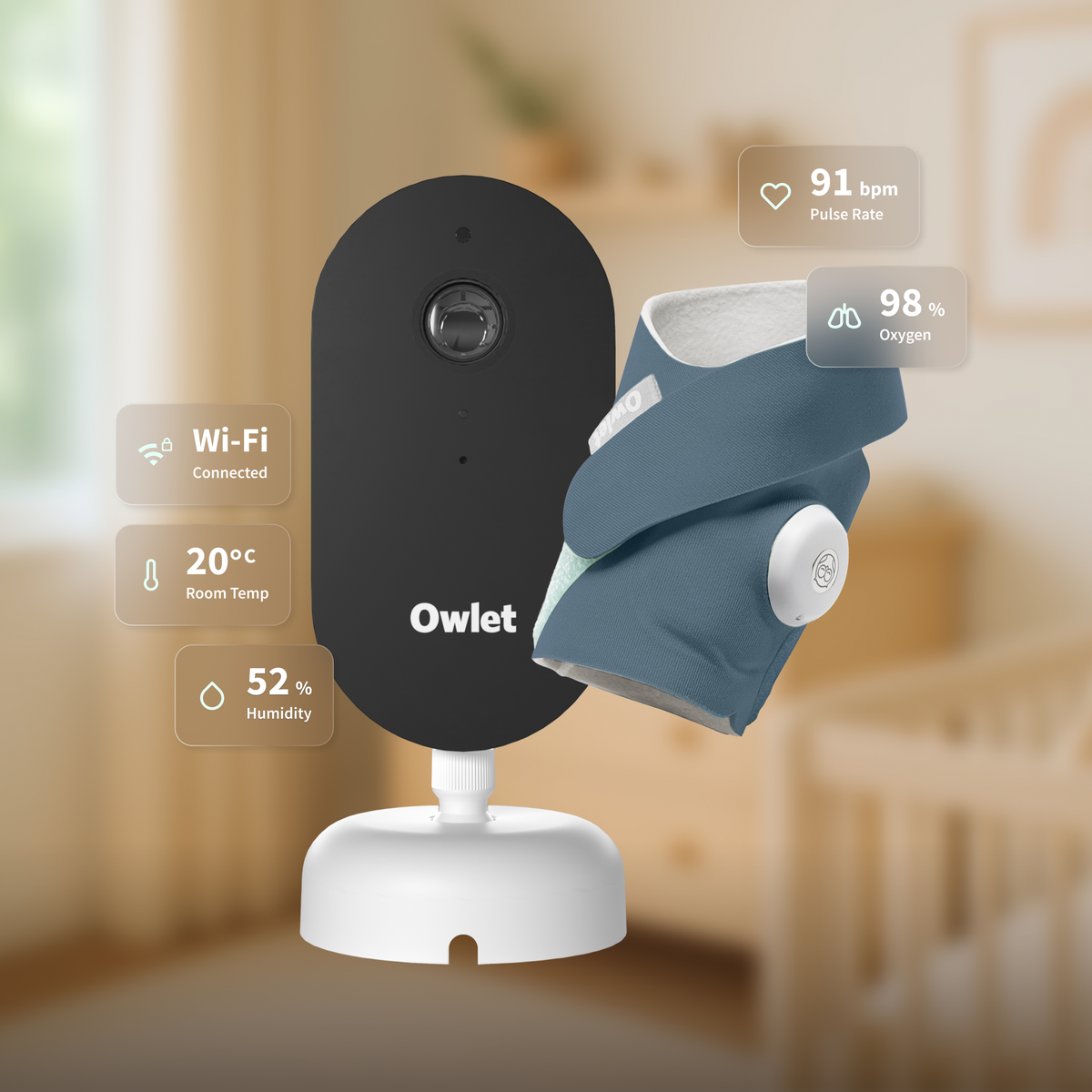 NEW Owlet Dream Duo™- Bedtime Blue (Sock + Sight)