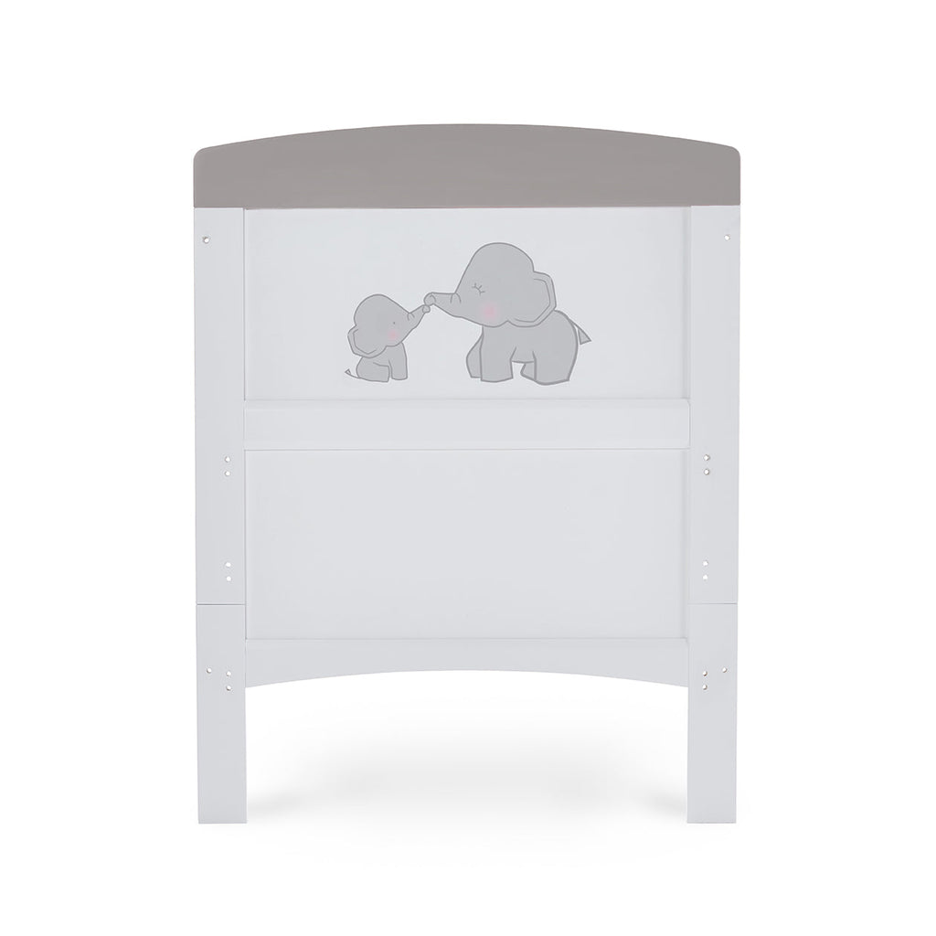 Obaby Grace Inspire Cot Bed & Fibre Mattress -  Me & Mini Me Elephants - Grey