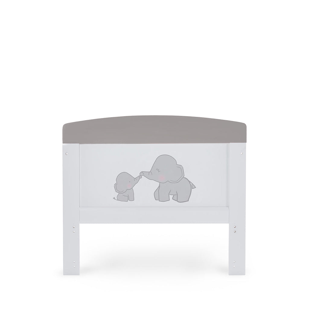 Obaby Grace Inspire Cot Bed & Fibre Mattress -  Me & Mini Me Elephants - Grey