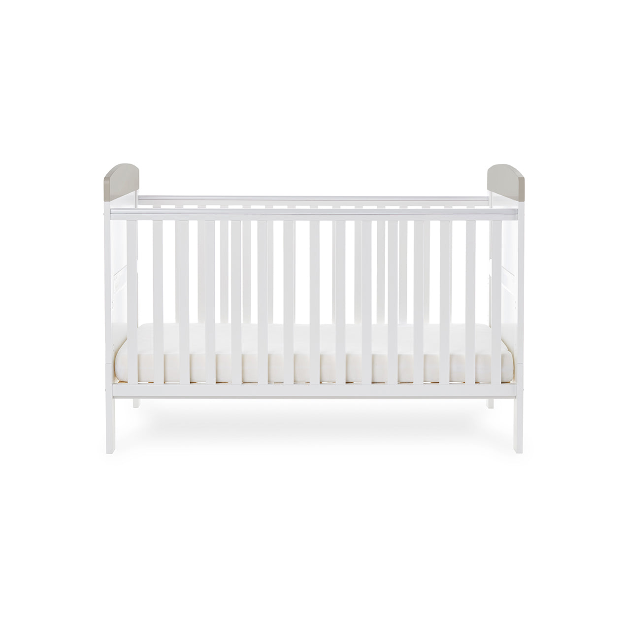 Obaby Grace Inspire Cot Bed & Fibre Mattress -  Me & Mini Me Elephants - Grey