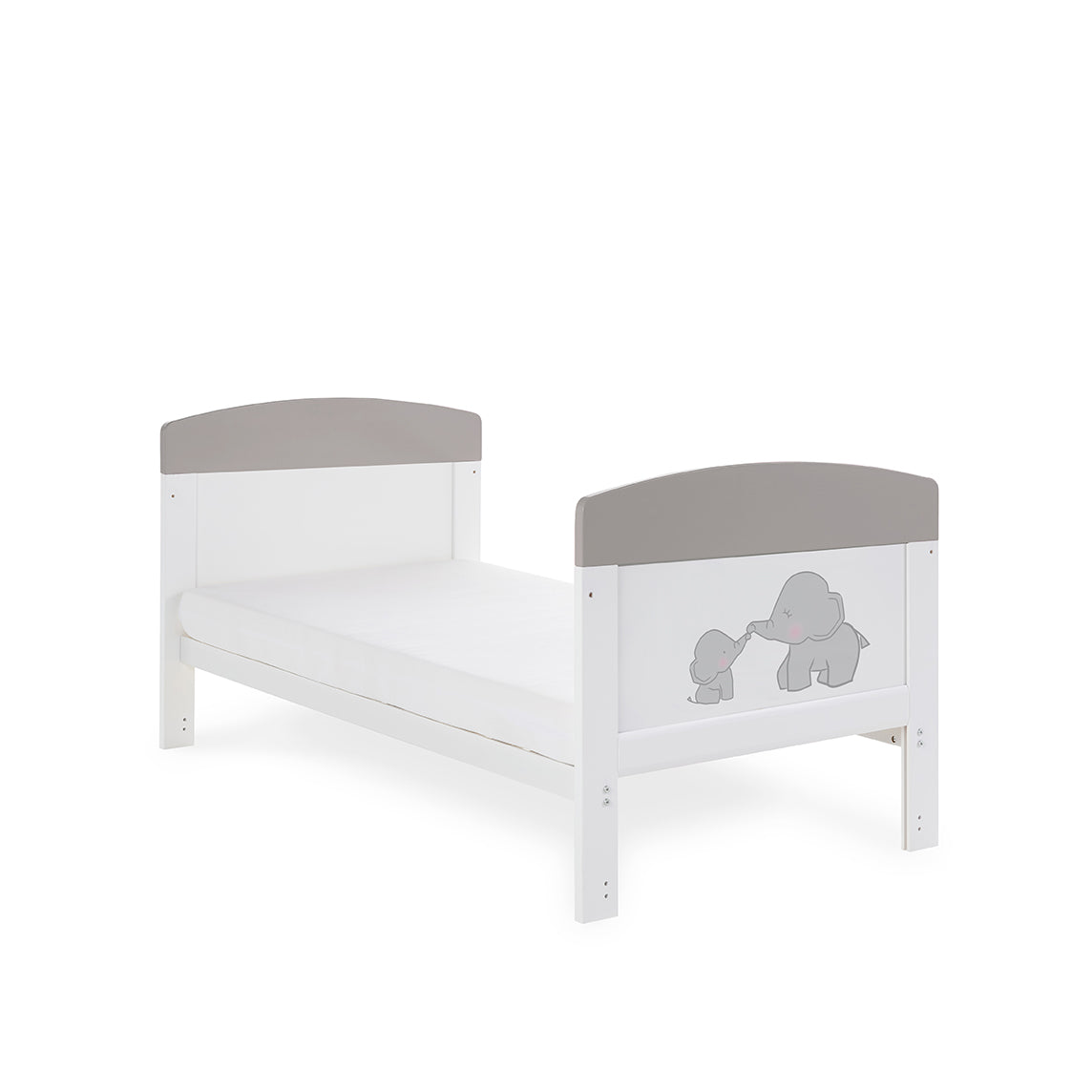 Obaby Grace Inspire Cot Bed & Underdrawer -  Me & Mini Me Elephants - Grey