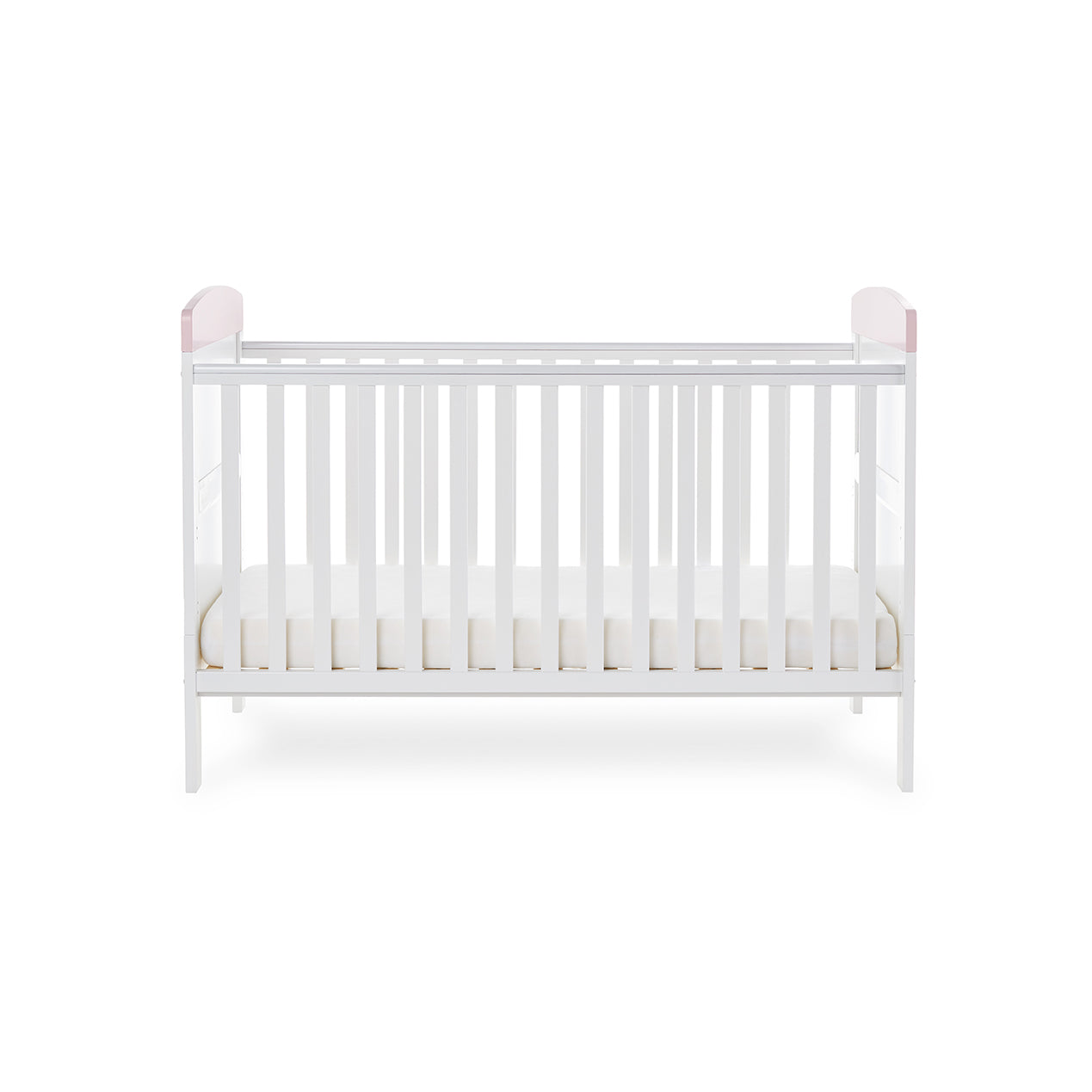 Obaby Grace Inspire Cot Bed & Fibre Mattress - Me & Mini Me Elephants - Pink