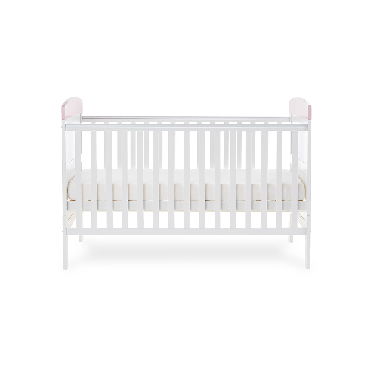 Obaby Grace Inspire Cot Bed & Fibre Mattress - Me & Mini Me Elephants - Pink