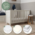 Tutti Bambini Essentials Alba Mini Cot Bed, Mattress & Bedding Bundle - White