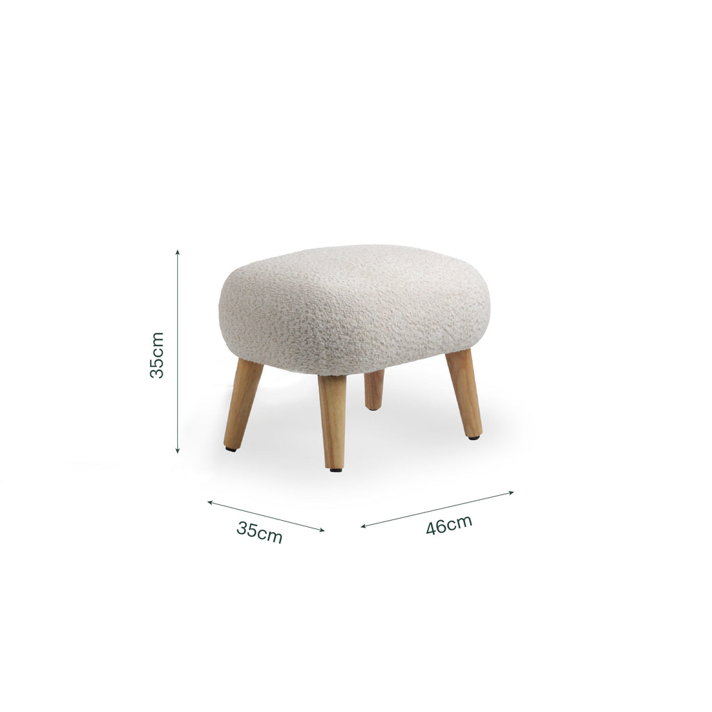 CuddleCo Etta Footstool -  Bouclé Mushroom