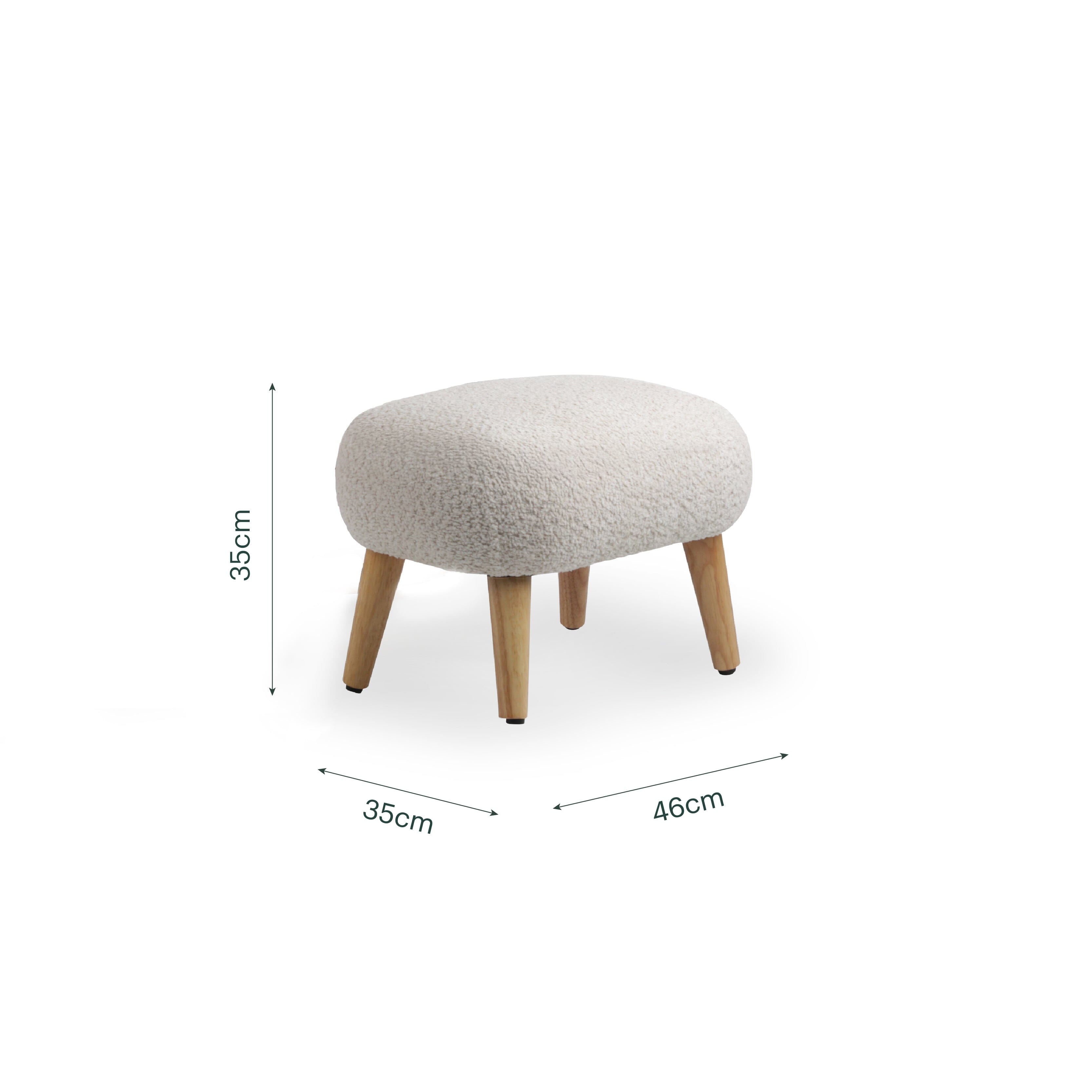 CuddleCo Etta Footstool -  Bouclé Mushroom