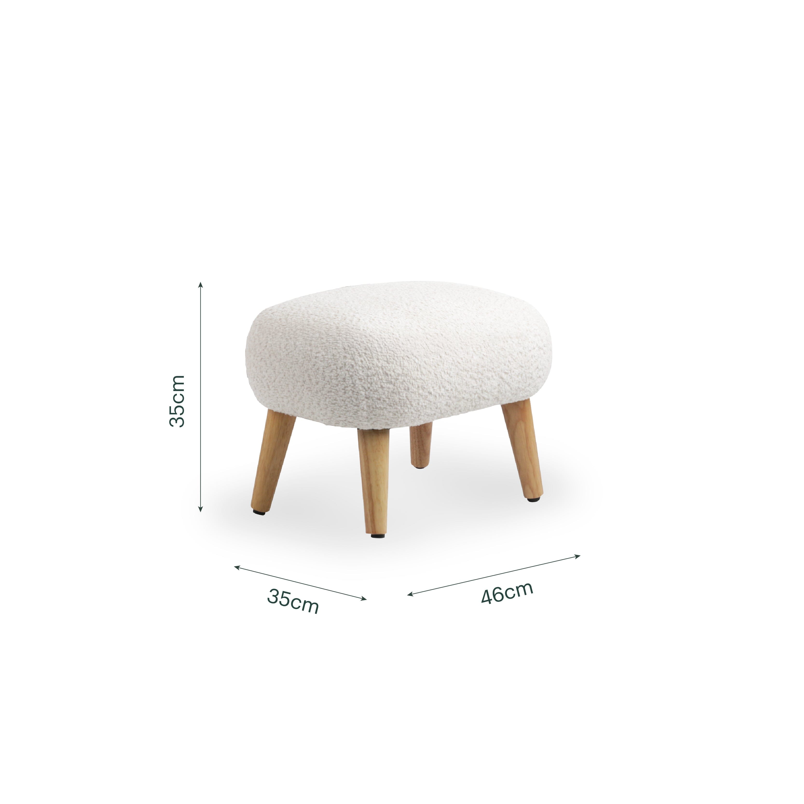 CuddleCo Etta Footstool - Bouclé Off White
