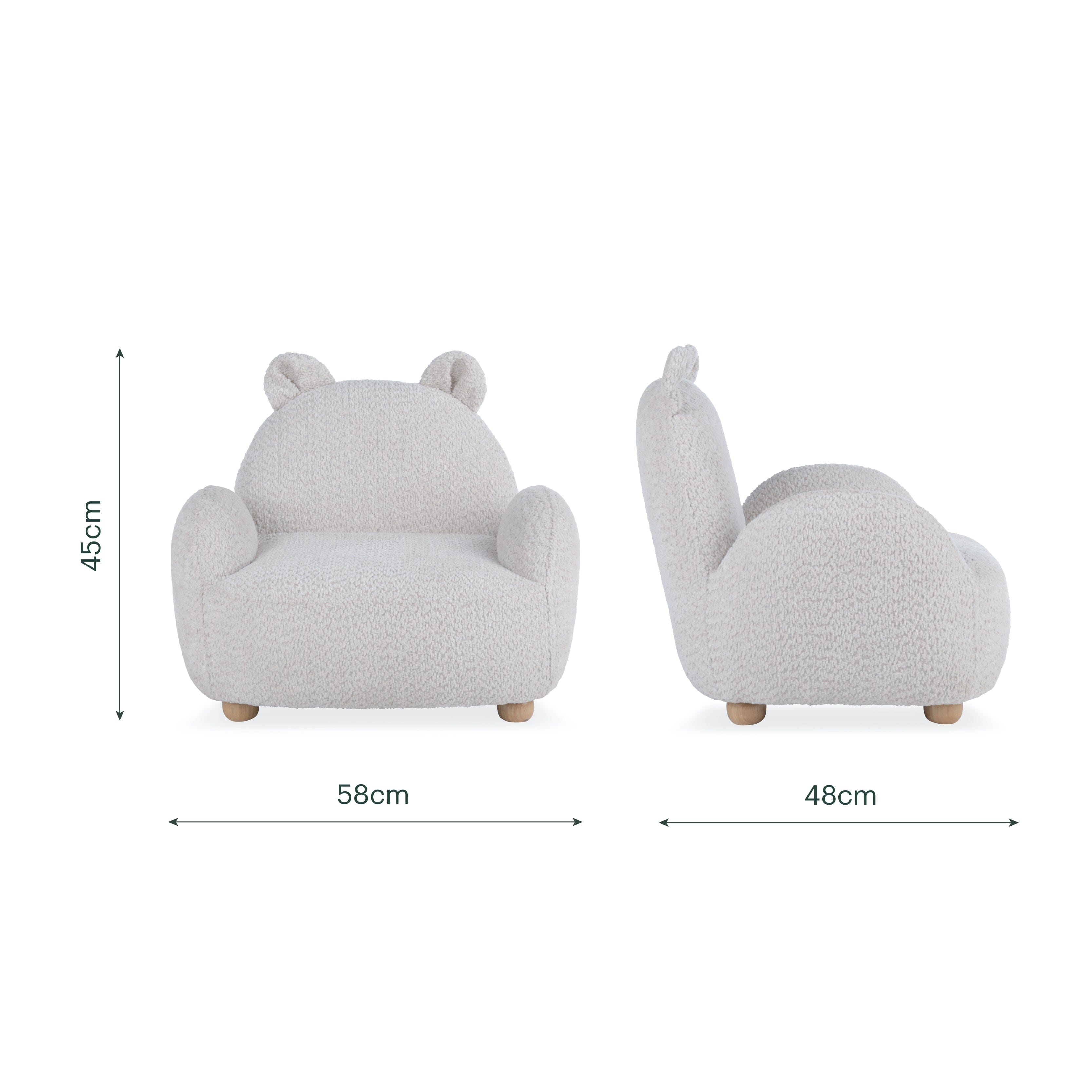 CuddleCo Etta Bear Kids Chair - Bouclé Mushroom