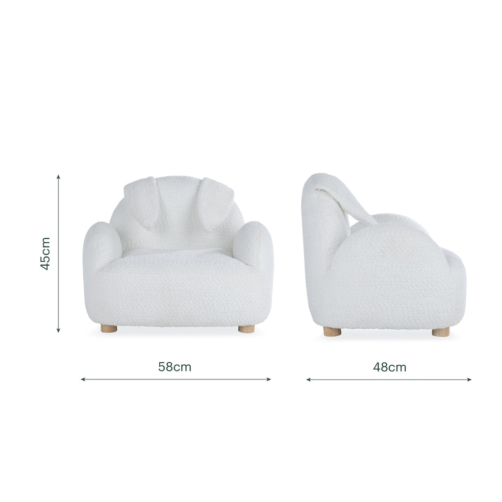 CuddleCo Etta Bunny Kids Chair - Bouclé Off White