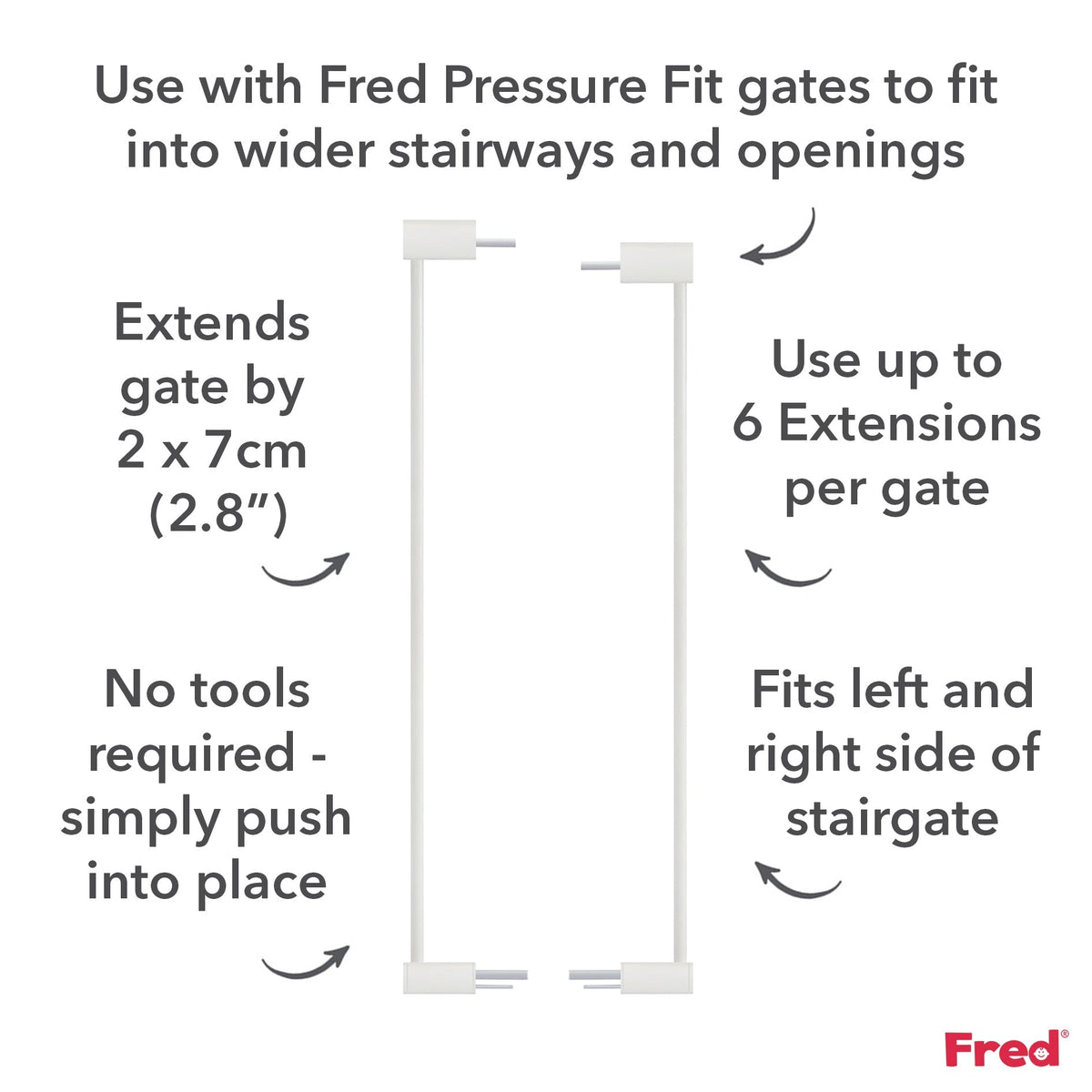 Fred Safety Pressure Gate Extension Kit - Pure White