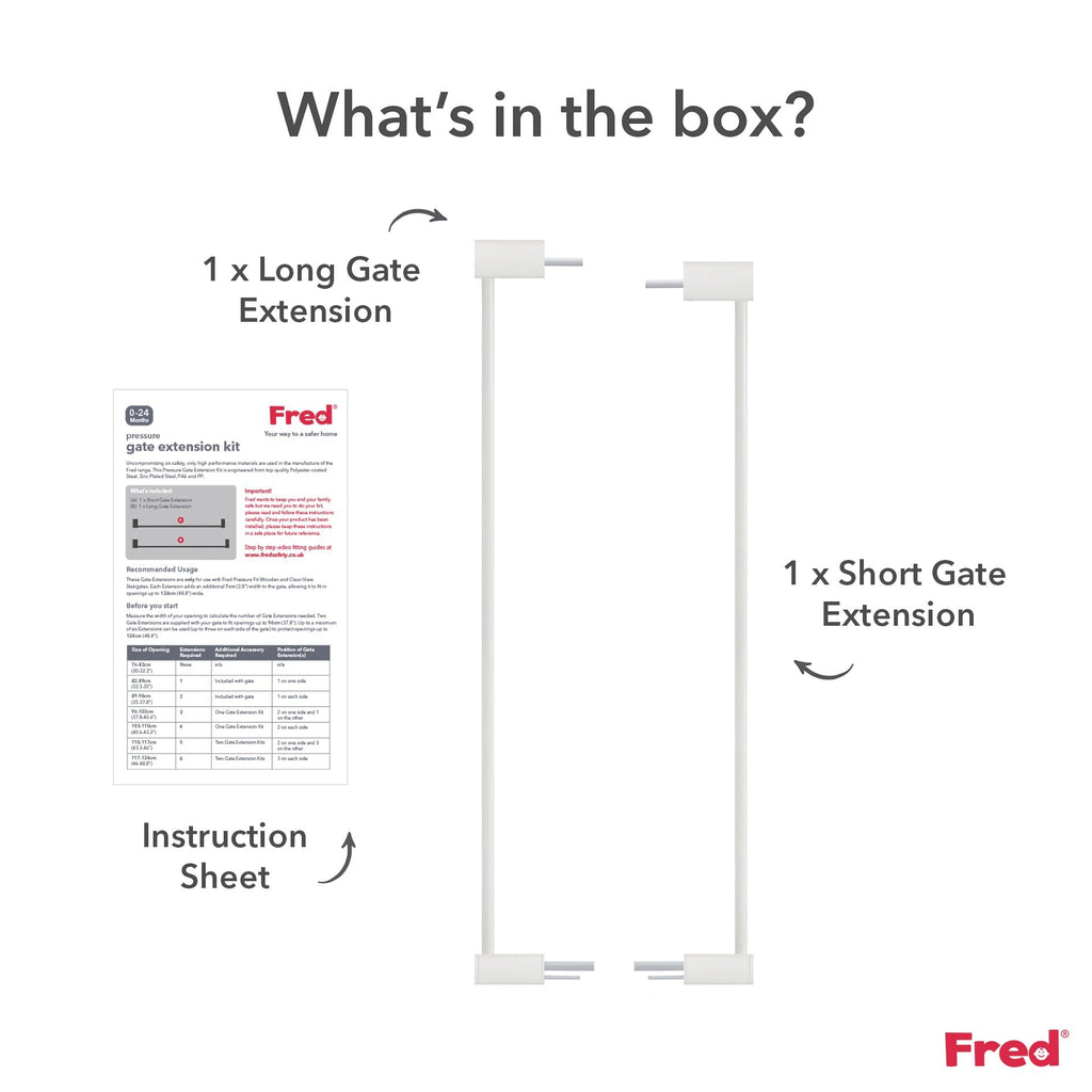 Fred Safety Pressure Gate Extension Kit - Pure White