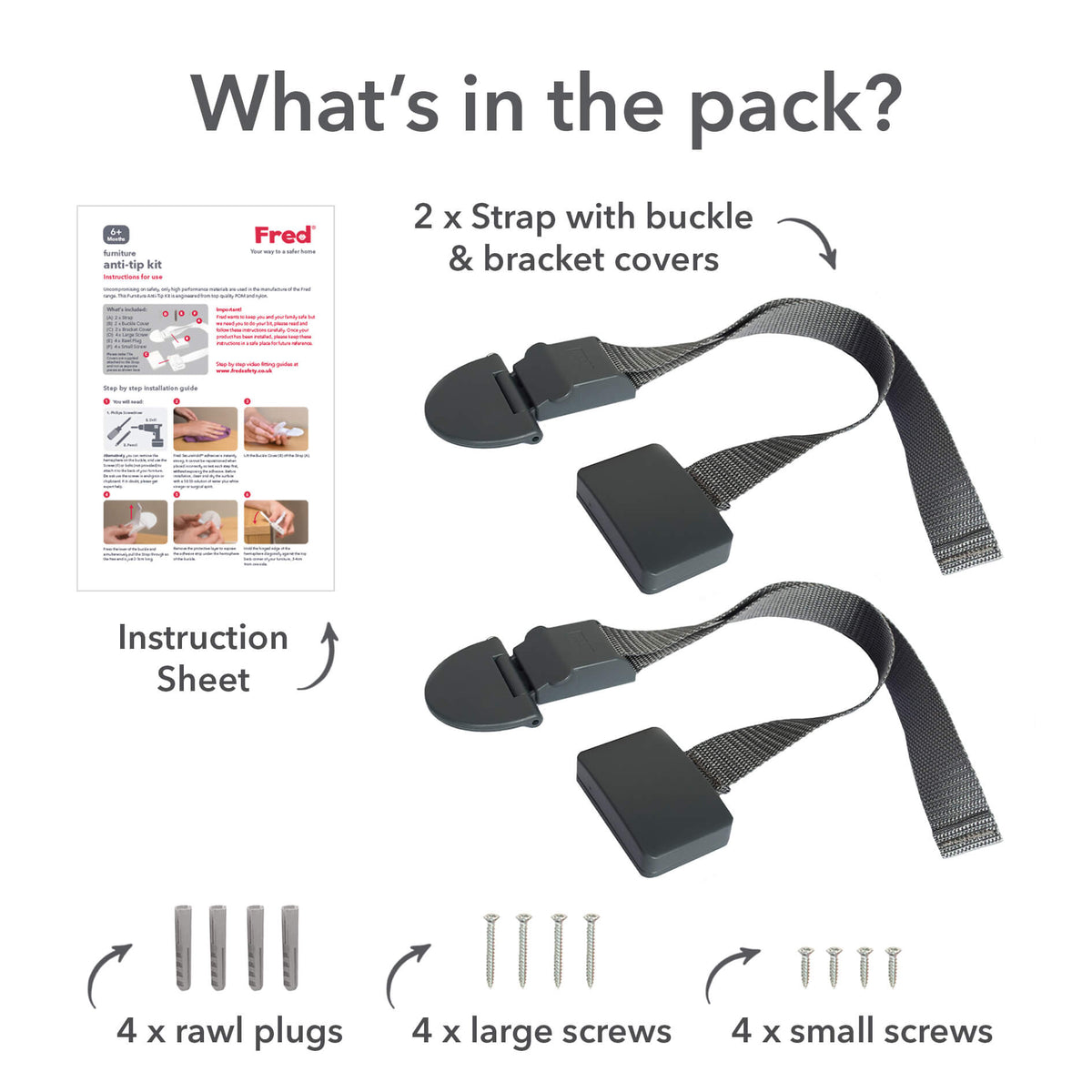 Fred Safety Furniture Anti-Tip Kit (x1) - Dark Grey