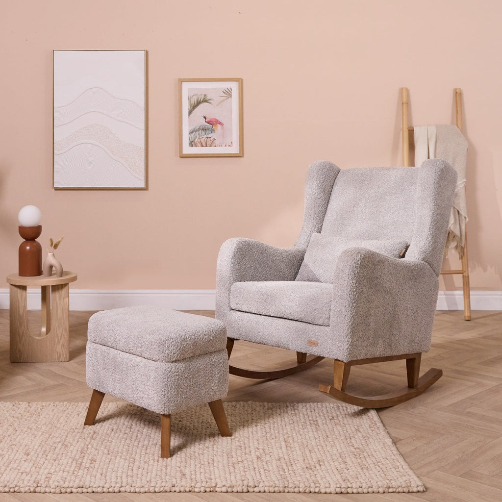 Tutti Bambini Harper Wingback Rocking Chair & Footstool - Grey