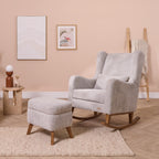 Tutti Bambini Harper Wingback Rocking Chair & Footstool - Grey