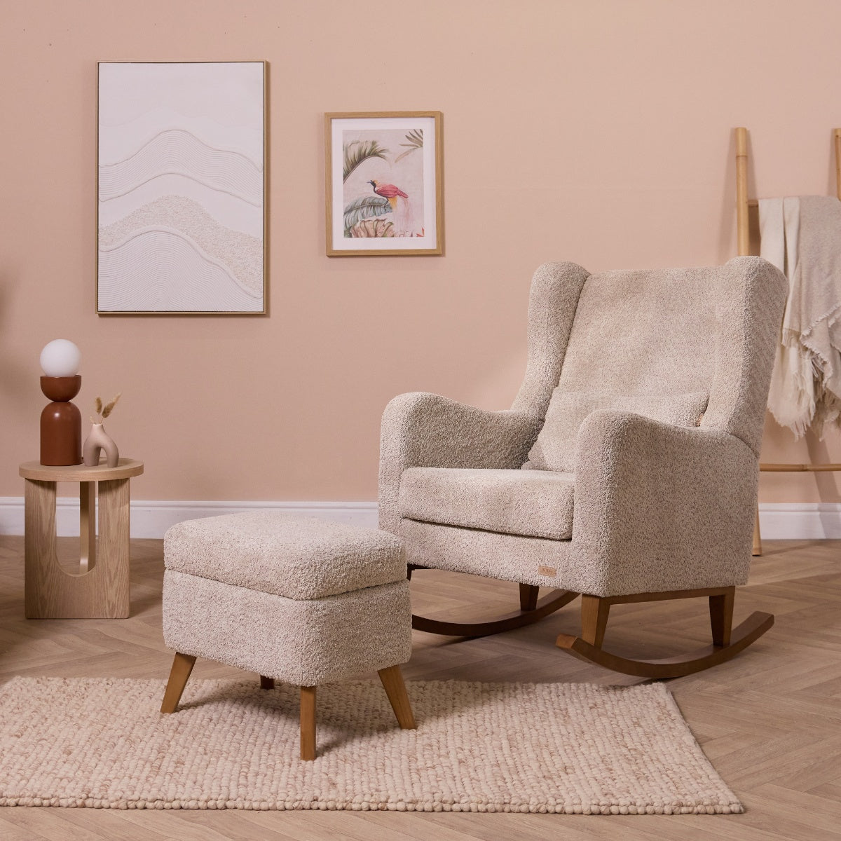 Tutti Bambini Harper Wingback Rocking Chair & Footstool - Mushroom