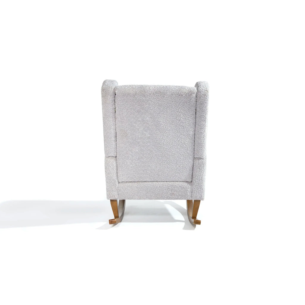 Tutti Bambini Harper Wingback Rocking Chair & Footstool - Teddy Cloud Grey