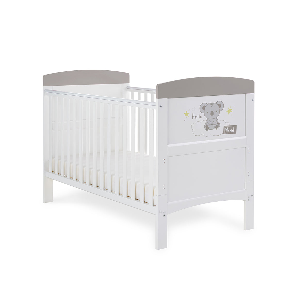 Obaby Grace Inspire Cot Bed - Hello World Koala - Grey