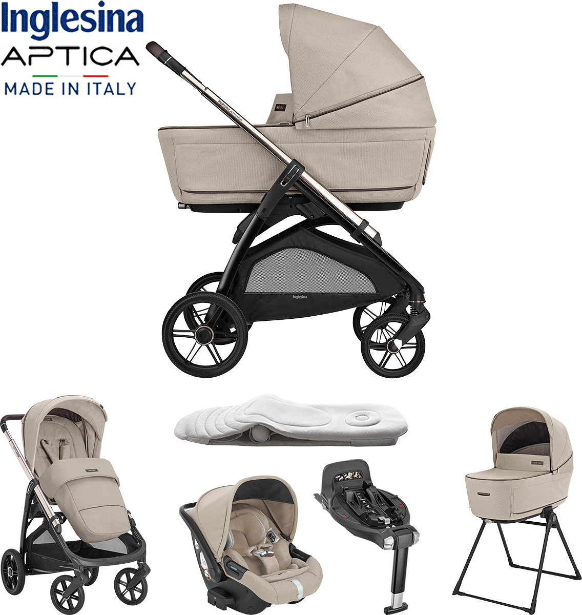 Inglesina Aptica Quattro Travel System - Pahsmina Beige