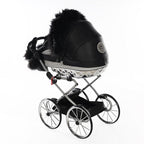 Junama Handcraft Glitter Black Silver Doll's Pram