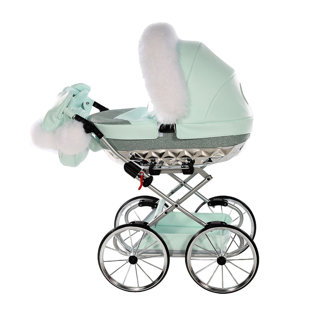 Junama Handcraft Glitter Mint Doll's Pram
