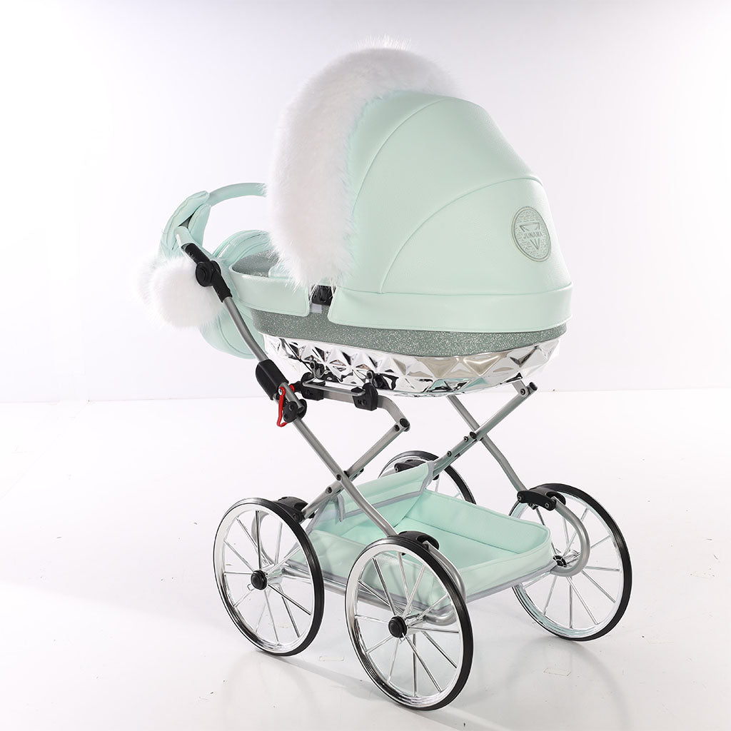 Junama Handcraft Glitter Mint Doll's Pram