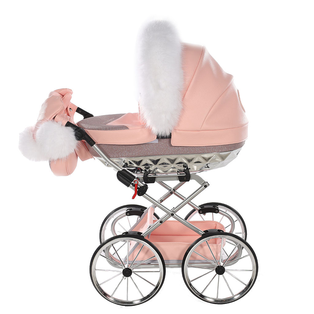 Junama Handcraft Glitter Pink Doll's Pram