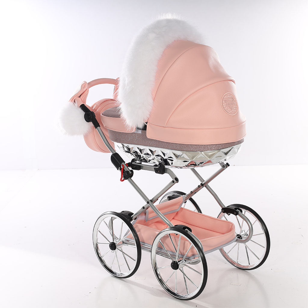 Junama Handcraft Glitter Pink Doll's Pram