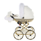Junama Handcraft Glitter White Gold Doll's Pram
