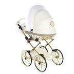 Junama Handcraft Glitter White Gold Doll's Pram